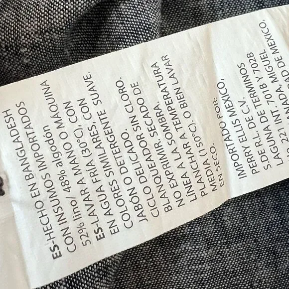 Perry Ellis Shirt Mens XL Blue Dark Sapphire Linen Blend Short Sleeve Button Up - Picture 6 of 12